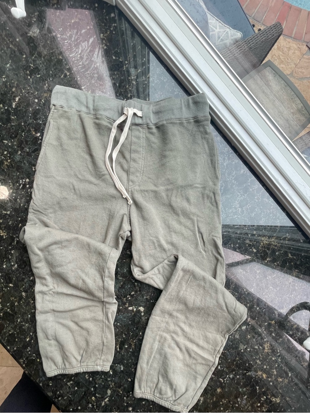 Monrow Olive Drawstring Joggers with Cream Tie